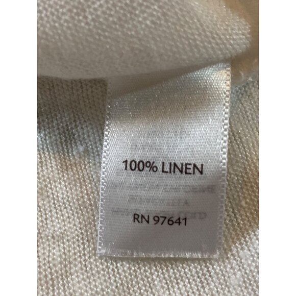 J Jill Linen White T Shirt Tee Top Rolled SS Women No Size Tag - Picture 9 of 10